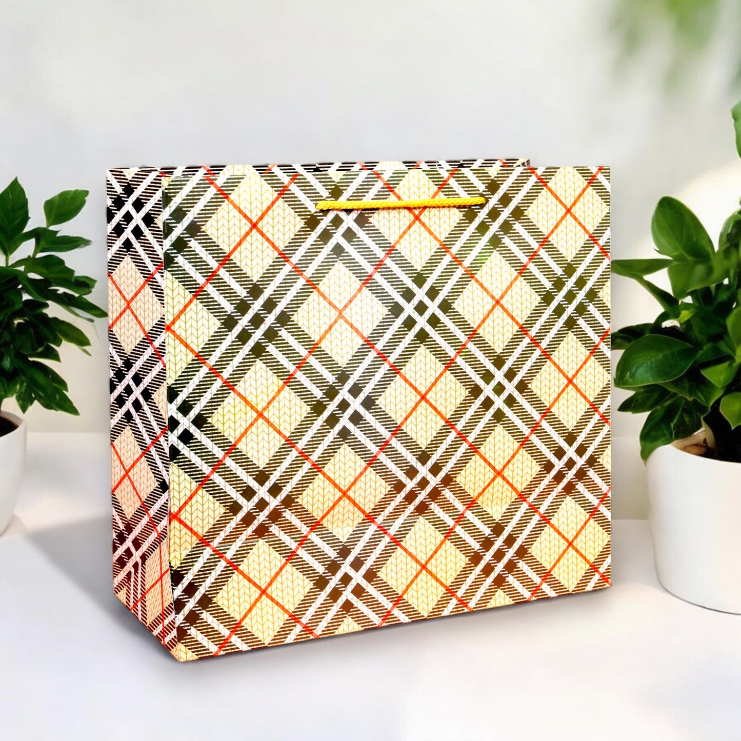 Scottish Plaid Horizontal Paper Bag Medium 12 Pcs (12.2x10 inch)