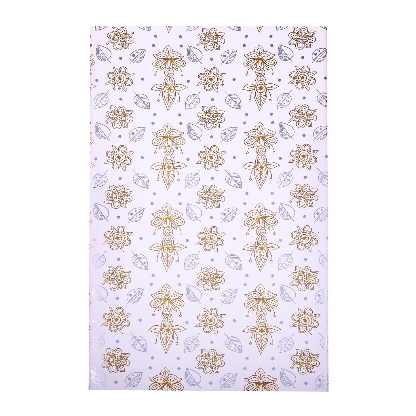 Economy Gift Packing Paper Silver Golden Leaf And Flower
