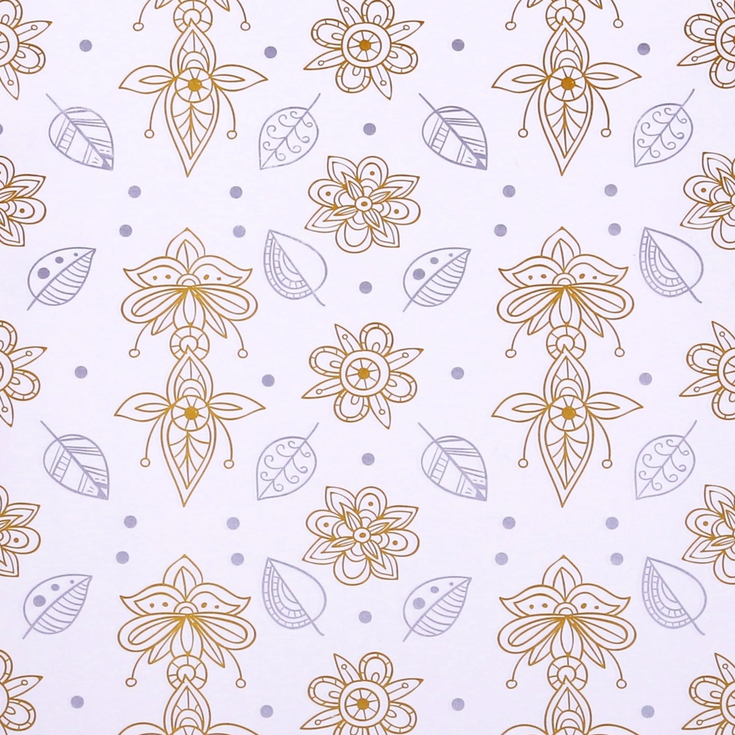 Economy Gift Packing Paper Silver Golden Leaf And Flower