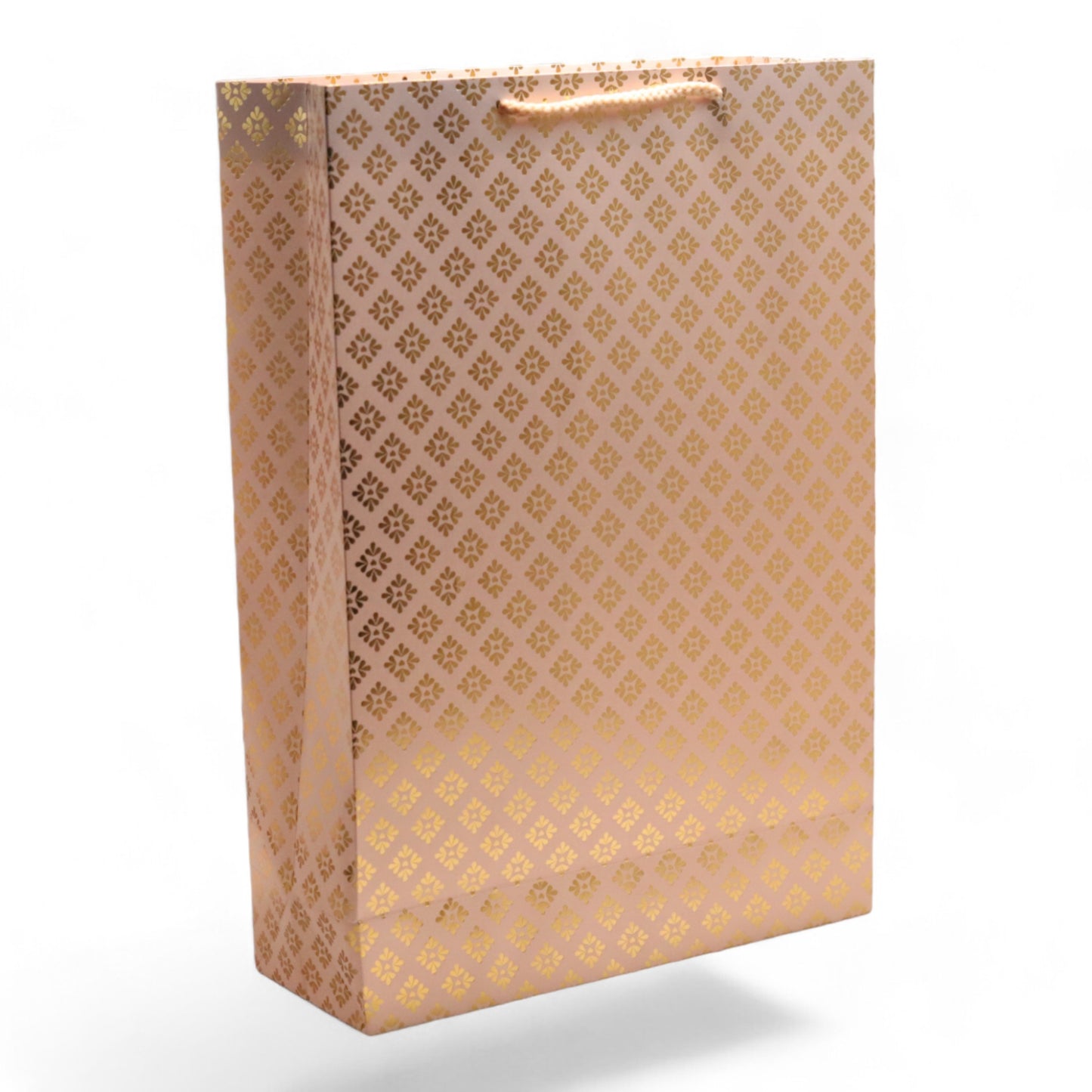 Paper Bags Gold Strpes Foil Print 12 Pcs Medium Size (10 x 14 inch) Pastel Baby Pink