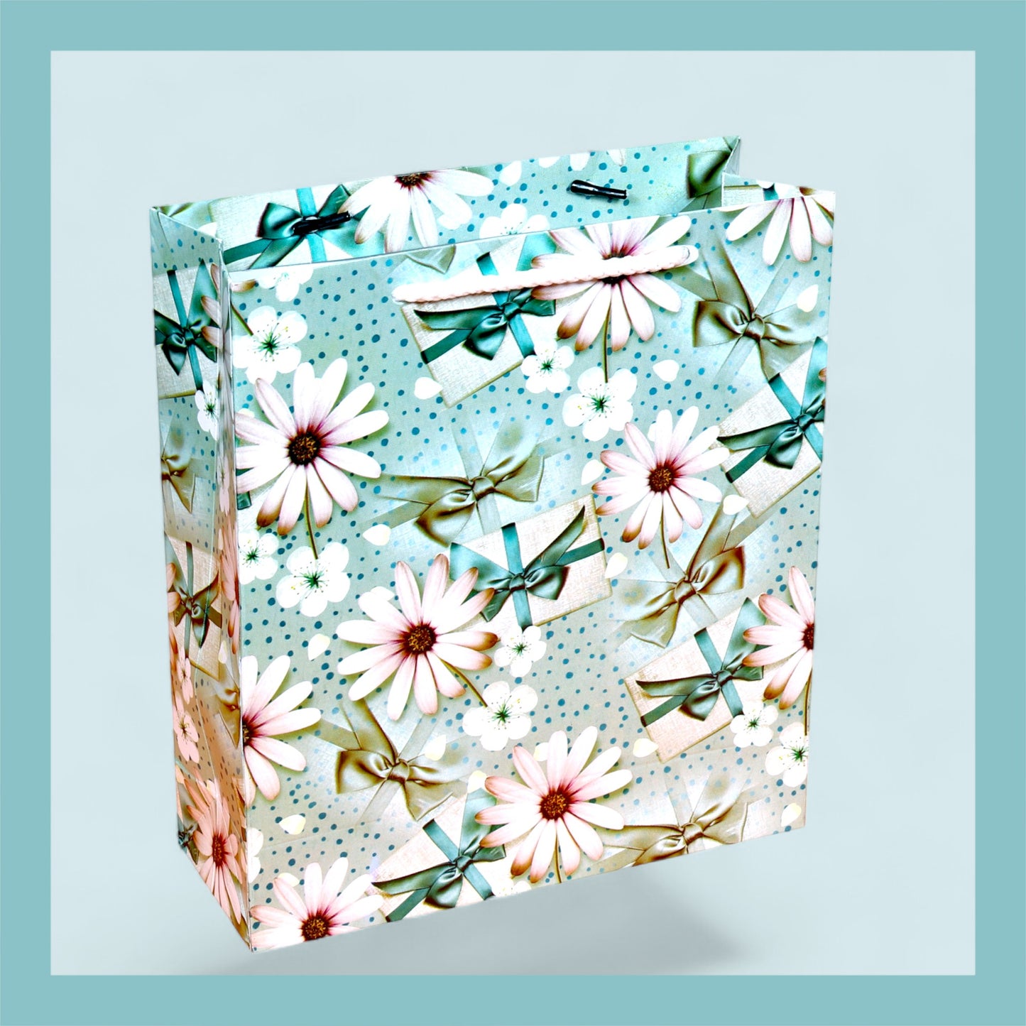 Paper Bags 12 Pcs Small Size  (9x8 inch) White flower