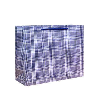 Horizontal Paper Bag Big 12 Pcs (13.5x12.5 inch)Blue Check