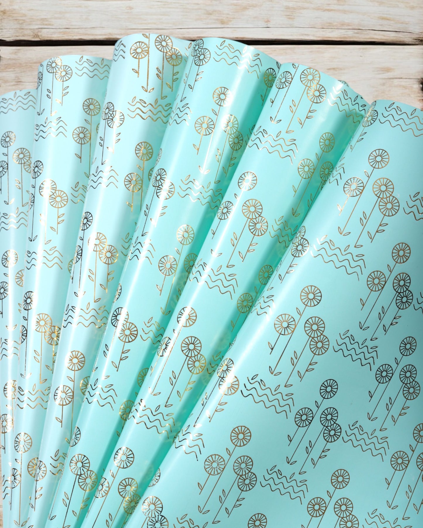 Multy Colour Pastel Gift Wrapper With Flower Gold Accents   {Pack Of 10 Sheets}