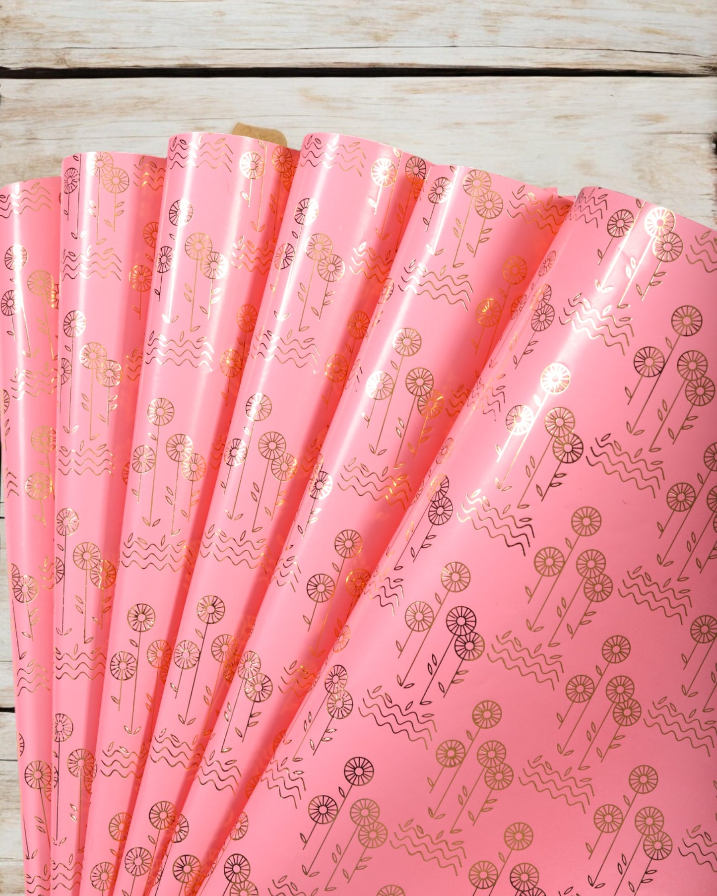 Multy Colour Pastel Gift Wrapper With Flower Gold Accents   {Pack Of 10 Sheets}