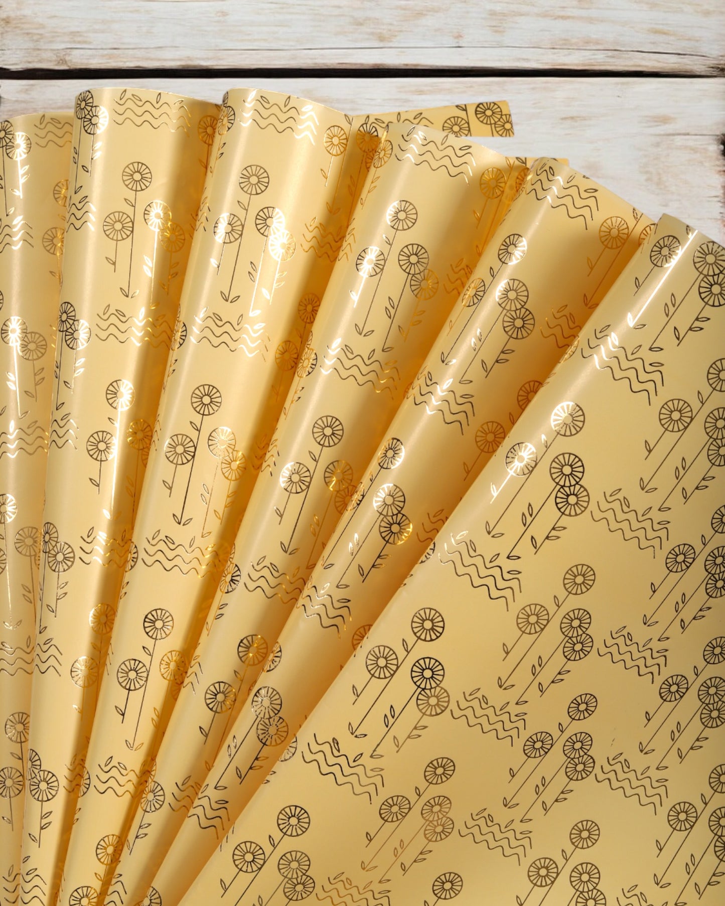 Multy Colour Pastel Gift Wrapper With Flower Gold Accents   {Pack Of 10 Sheets}