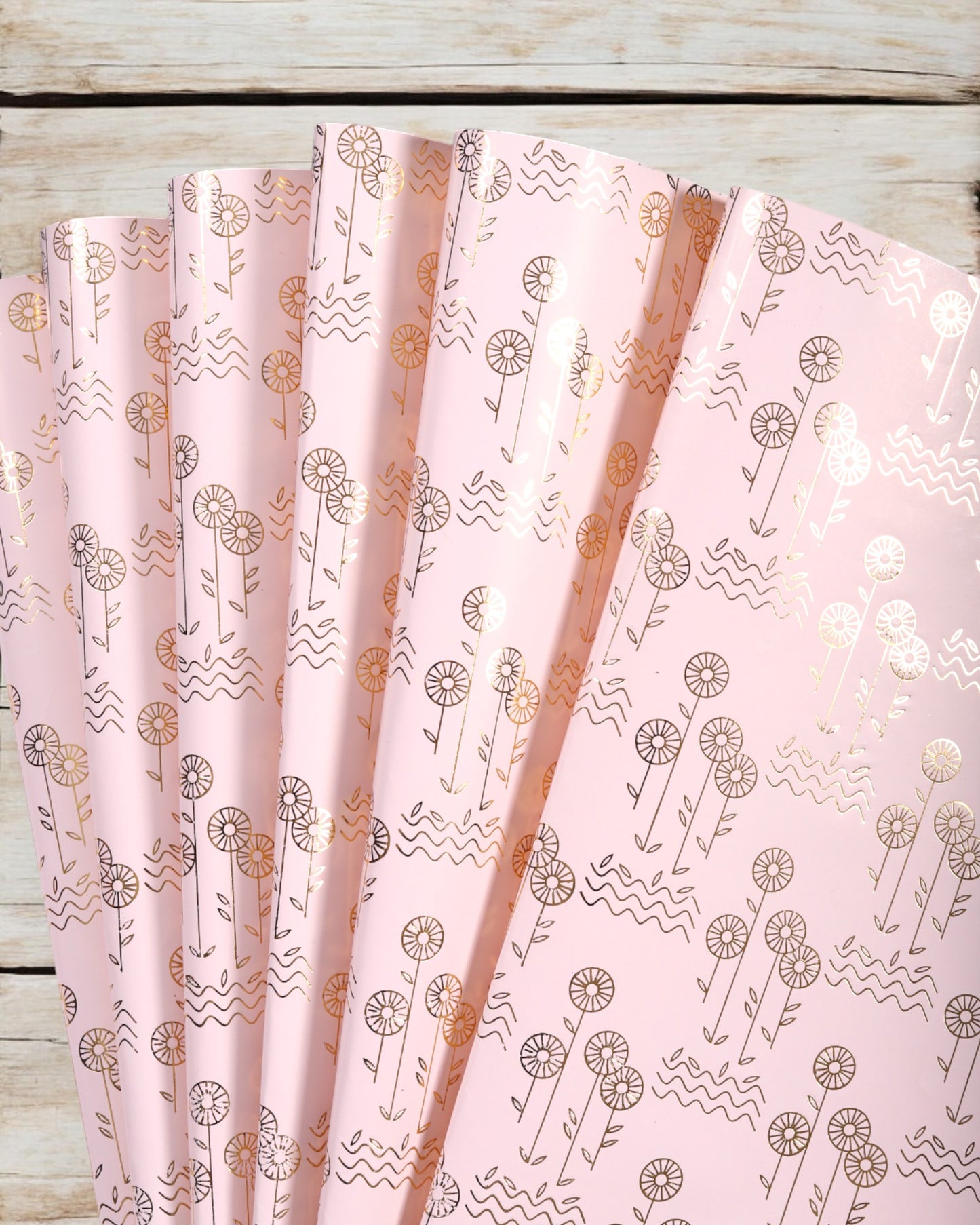 Multy Colour Pastel Gift Wrapper With Flower Gold Accents   {Pack Of 10 Sheets}