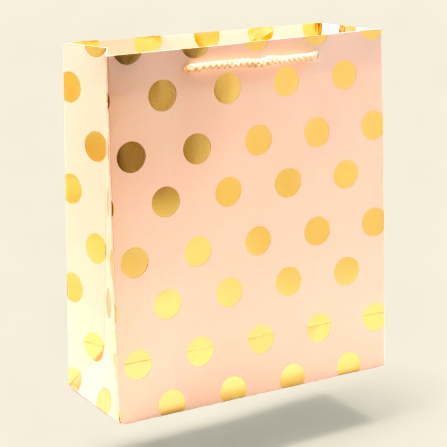 Paper Bags Gold Dott Foil Print  12 Pcs Small Size  (9x8 inch) Pastel ivory